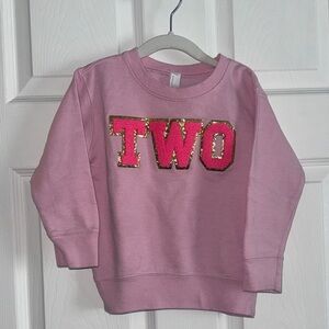Pink Kids Sweatshirt with Glitter Lettering